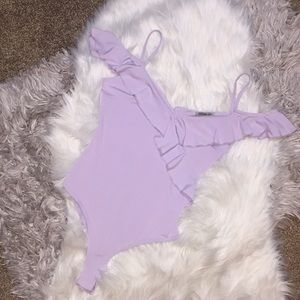 Charlotte Russe lavender off the shoulder bodysuit